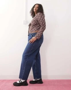 Noisy May Curve Alexa Straight Fit Jeans In Dark Blue Wash For Women Mid Blue -Noisy May Shop 207653150 3