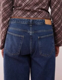 Noisy May Curve Alexa Straight Fit Jeans In Dark Blue Wash For Women Mid Blue -Noisy May Shop 207653150 4