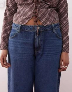 Noisy May Curve Alexa Straight Fit Jeans In Dark Blue Wash For Women Mid Blue -Noisy May Shop 207653150 5