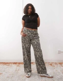 Noisy May Curve Marley Wide Leg Jeans In Zebra For Women Black -Noisy May Shop 207653165 1 black 1