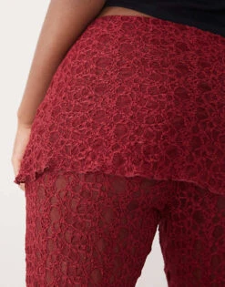 Noisy May Lace Skirt Over Trousers In Dark Red For Women -Noisy May Shop 207653212 3