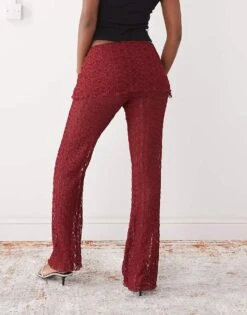 Noisy May Lace Skirt Over Trousers In Dark Red For Women -Noisy May Shop 207653212 4