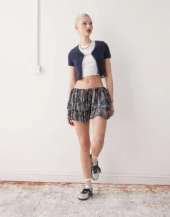 Noisy May Fluffy Cropped Cardigan In Navy For Women -Noisy May Shop 207653260 4