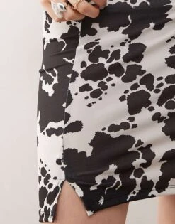 Noisy May Mini Skirt In Cow Print For Women Black -Noisy May Shop 207653292 4