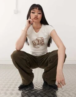 Noisy May Baby Tee With Cowgirl Boot Flocking In White For Women -Noisy May Shop 207653319 1 white 1