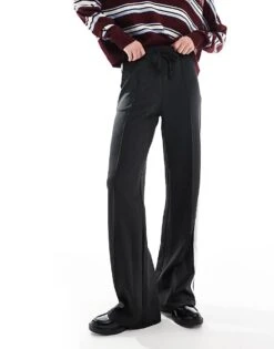 Noisy May Tall Wide Leg Jogger With Side Stripe In Black For Women -Noisy May Shop 207755668 3