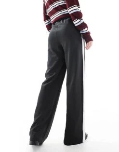 Noisy May Tall Wide Leg Jogger With Side Stripe In Black For Women -Noisy May Shop 207755668 5